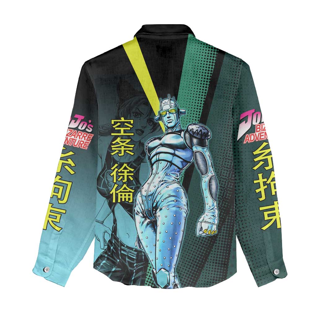 Jolyne Cujoh JoJo’s Bizarre Adventure Women Casual Shirt with Stone Free Stand - The Mazicc
