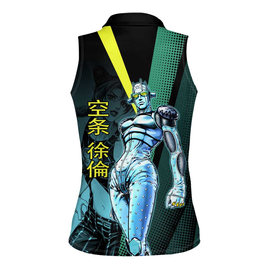 Jolyne Cujoh JoJo’s Bizarre Adventure Women Sleeveless Polo Shirt with Stone Free Stand - The Mazicc