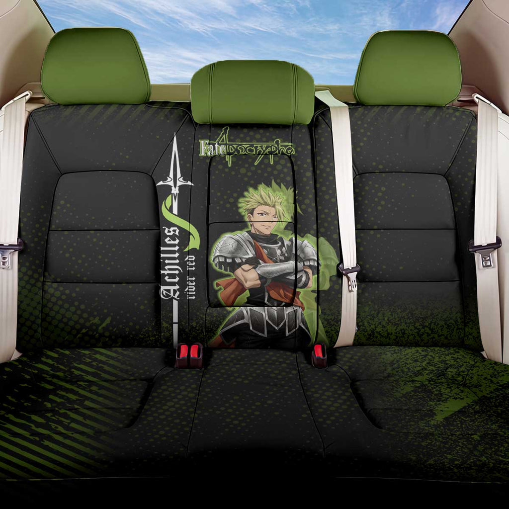 Achilles Fate Apocrypha Theme Back Car Seat Cover with Spear Pose and Green Black Grunge Graphic Design - The Mazicc