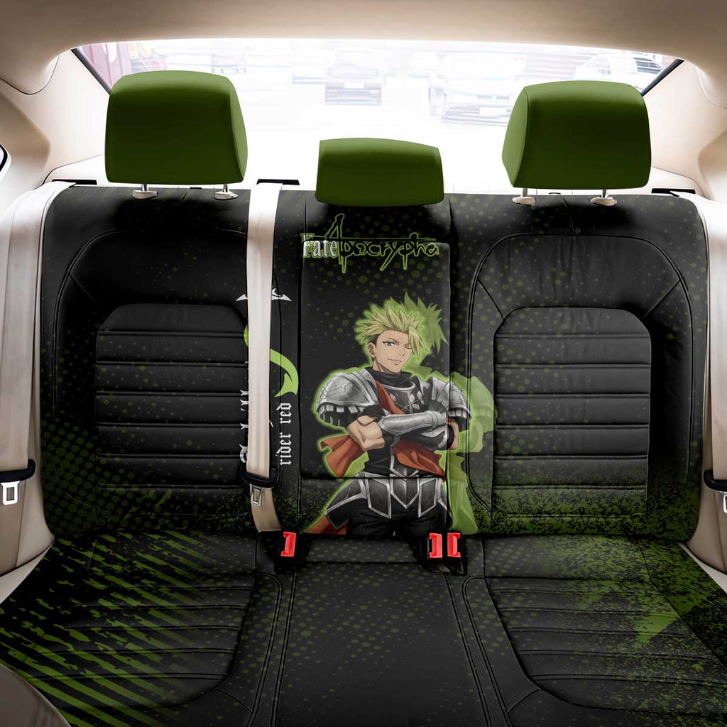 Achilles Fate Apocrypha Theme Back Car Seat Cover with Spear Pose and Green Black Grunge Graphic Design - The Mazicc