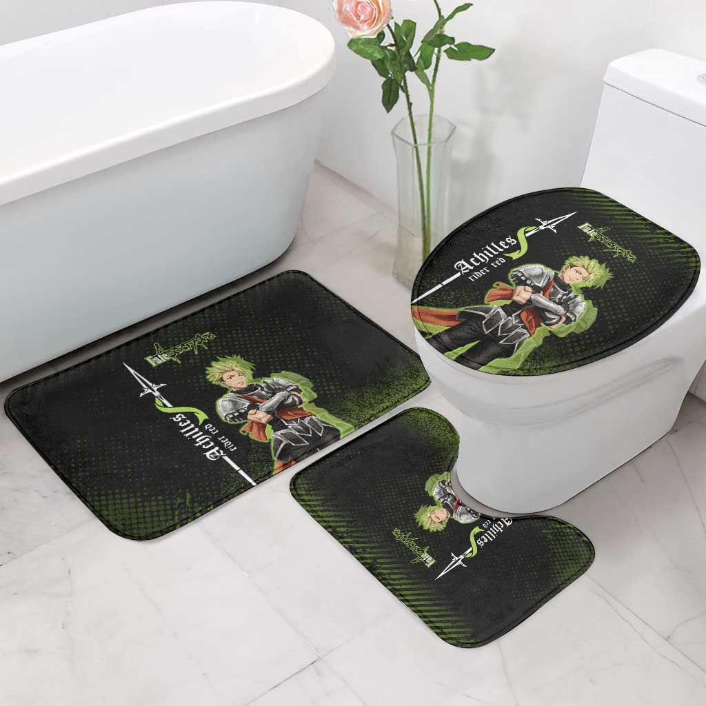 Achilles Fate Apocrypha Theme Bathroom Set with Spear Pose and Green Black Grunge Graphic Design - The Mazicc