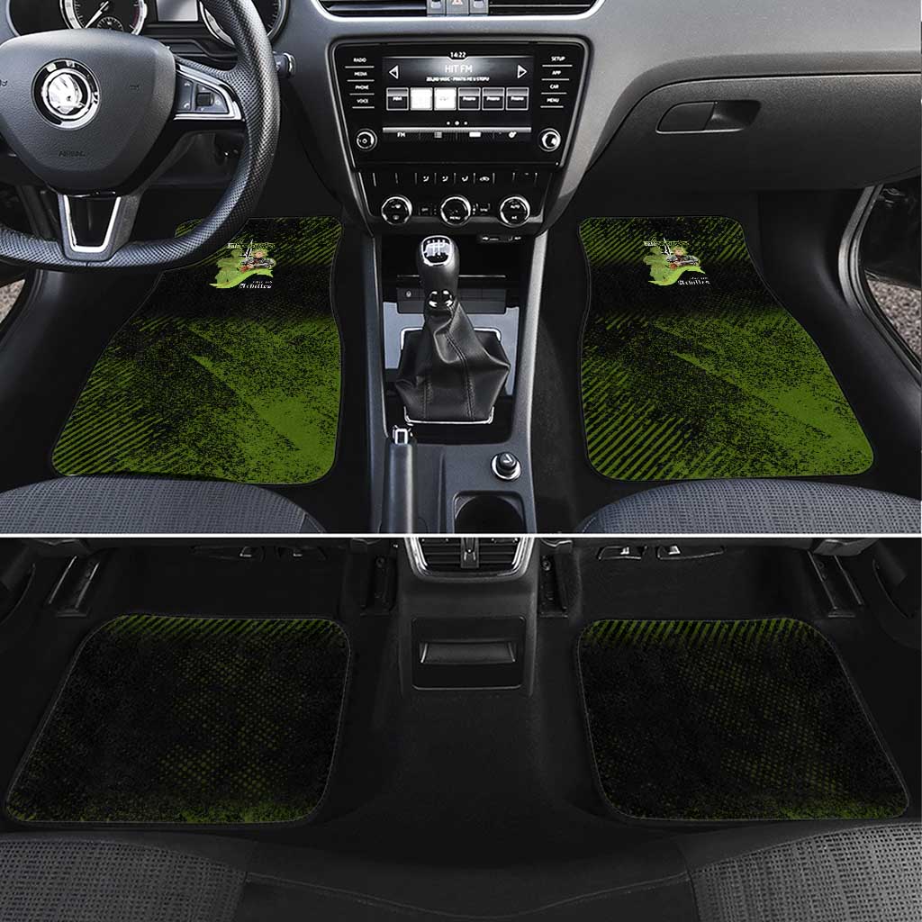 Achilles Fate Apocrypha Theme Car Mats with Spear Pose and Green Black Grunge Graphic Design - The Mazicc