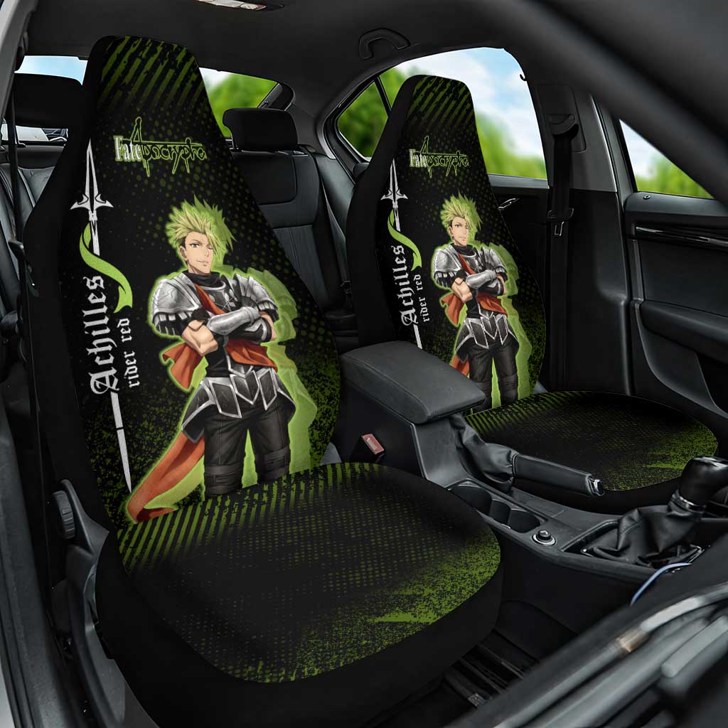 Achilles Fate Apocrypha Theme Car Seat Cover with Spear Pose and Green Black Grunge Graphic Design - The Mazicc