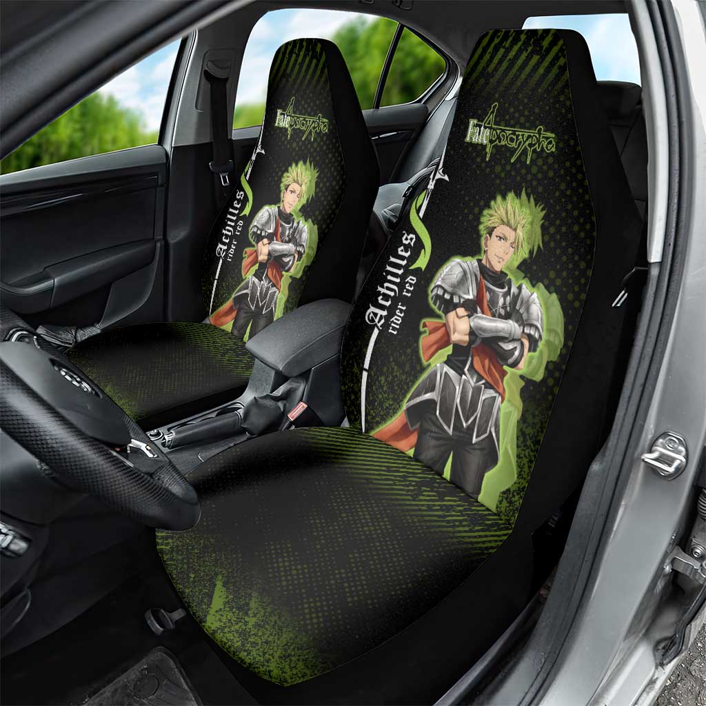 Achilles Fate Apocrypha Theme Car Seat Cover with Spear Pose and Green Black Grunge Graphic Design - The Mazicc