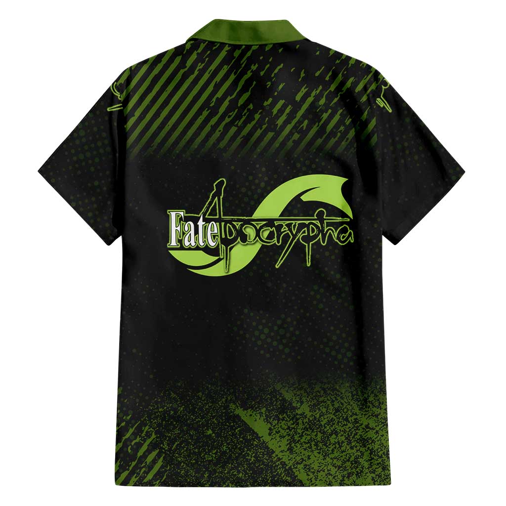 Achilles Fate Apocrypha Theme Family Matching Tank Maxi Dress and Hawaiian Shirt with Spear Pose and Green Black Grunge Graphic Design