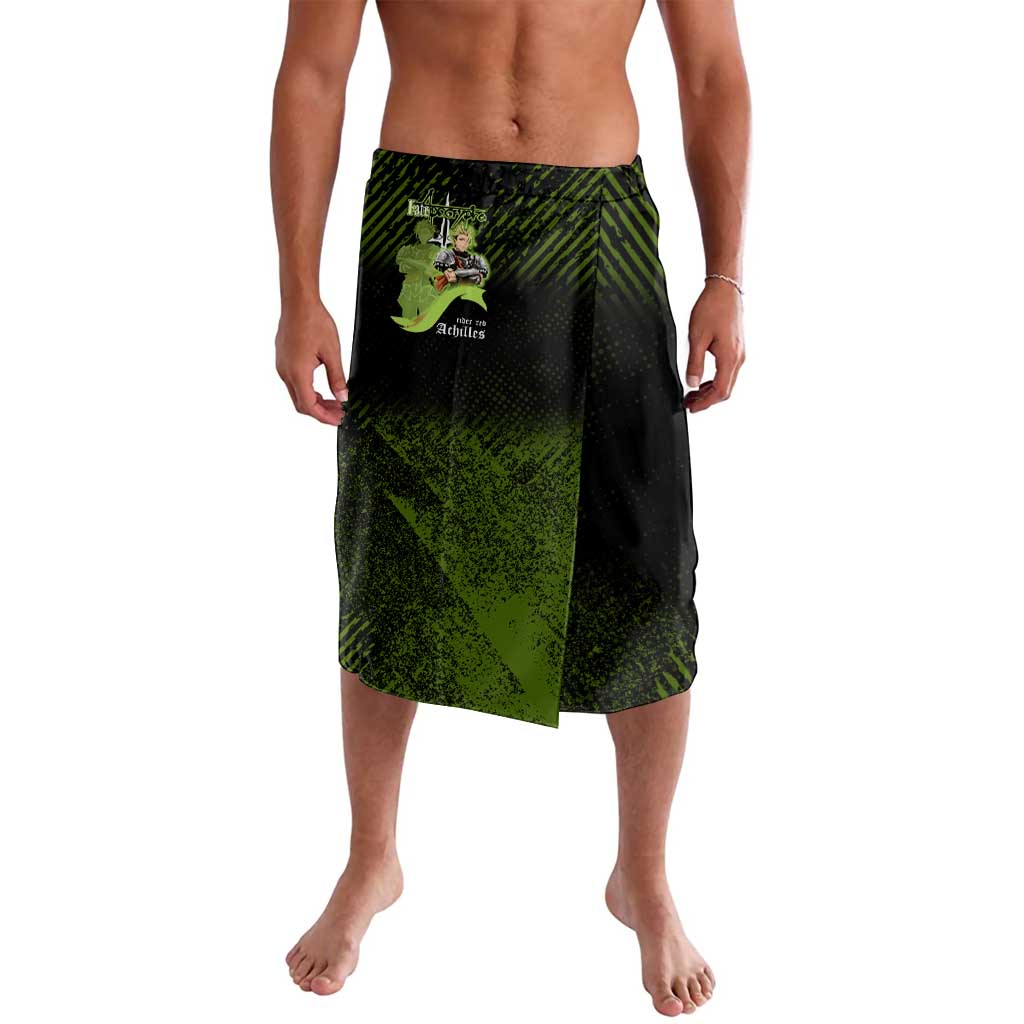 Achilles Fate Apocrypha Theme Lavalava with Spear Pose and Green Black Grunge Graphic Design - The Mazicc