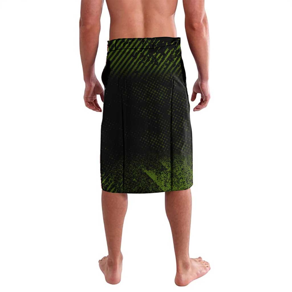 Achilles Fate Apocrypha Theme Lavalava with Spear Pose and Green Black Grunge Graphic Design - The Mazicc