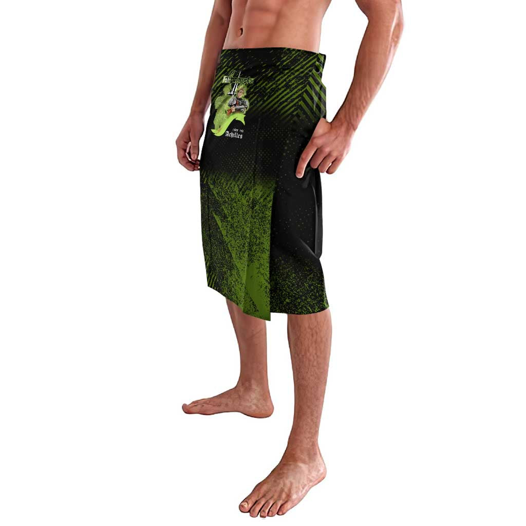 Achilles Fate Apocrypha Theme Lavalava with Spear Pose and Green Black Grunge Graphic Design - The Mazicc