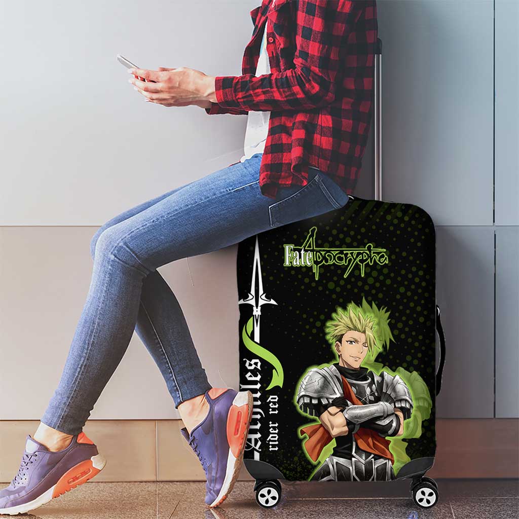Achilles Fate Apocrypha Theme Luggage Cover with Spear Pose and Green Black Grunge Graphic Design - The Mazicc