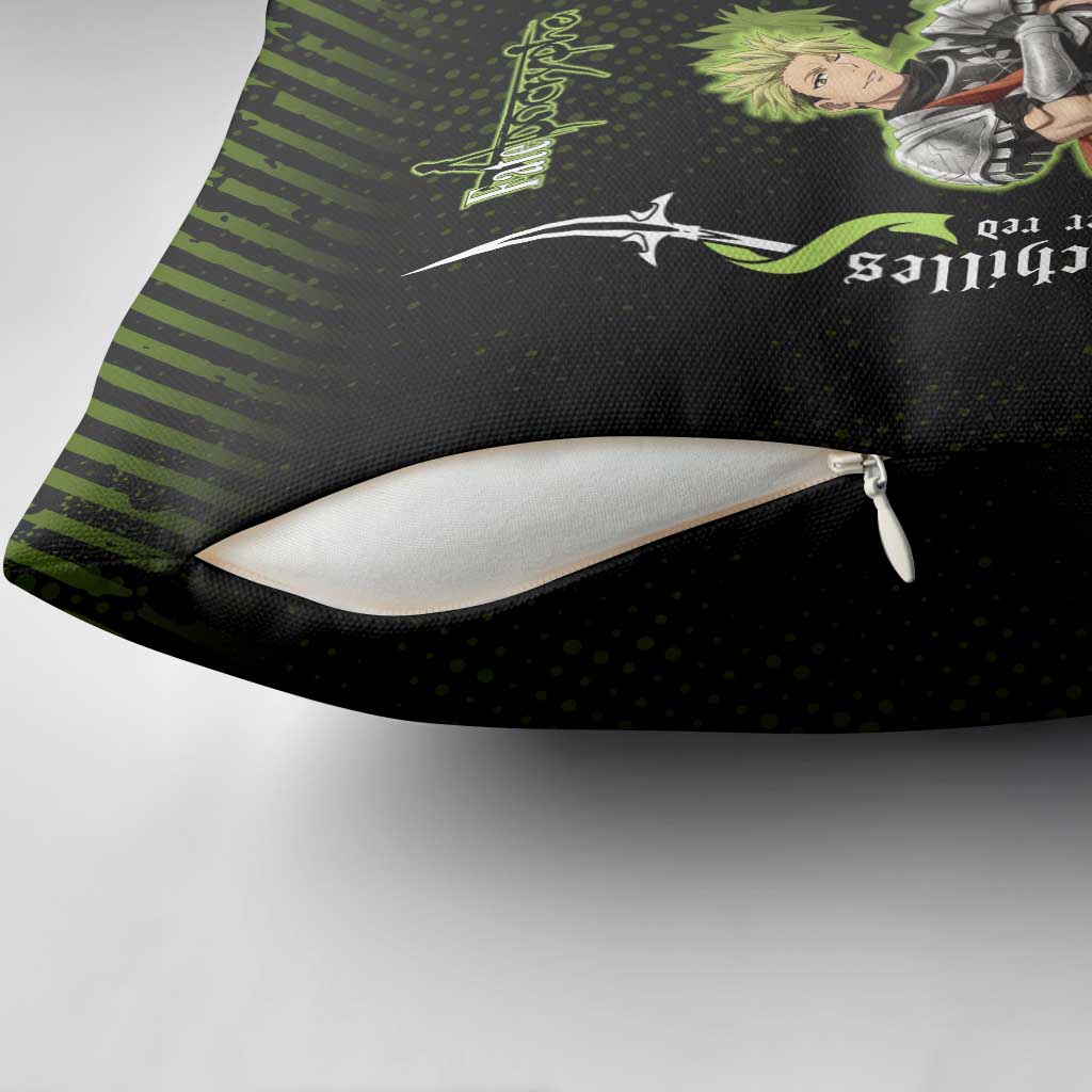 Achilles Fate Apocrypha Theme Pillow Cover with Spear Pose and Green Black Grunge Graphic Design - The Mazicc
