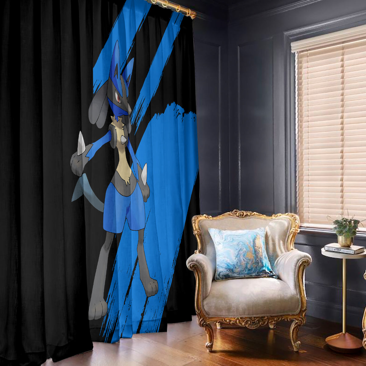 Lucario mix Mega Evolved Window Curtain
