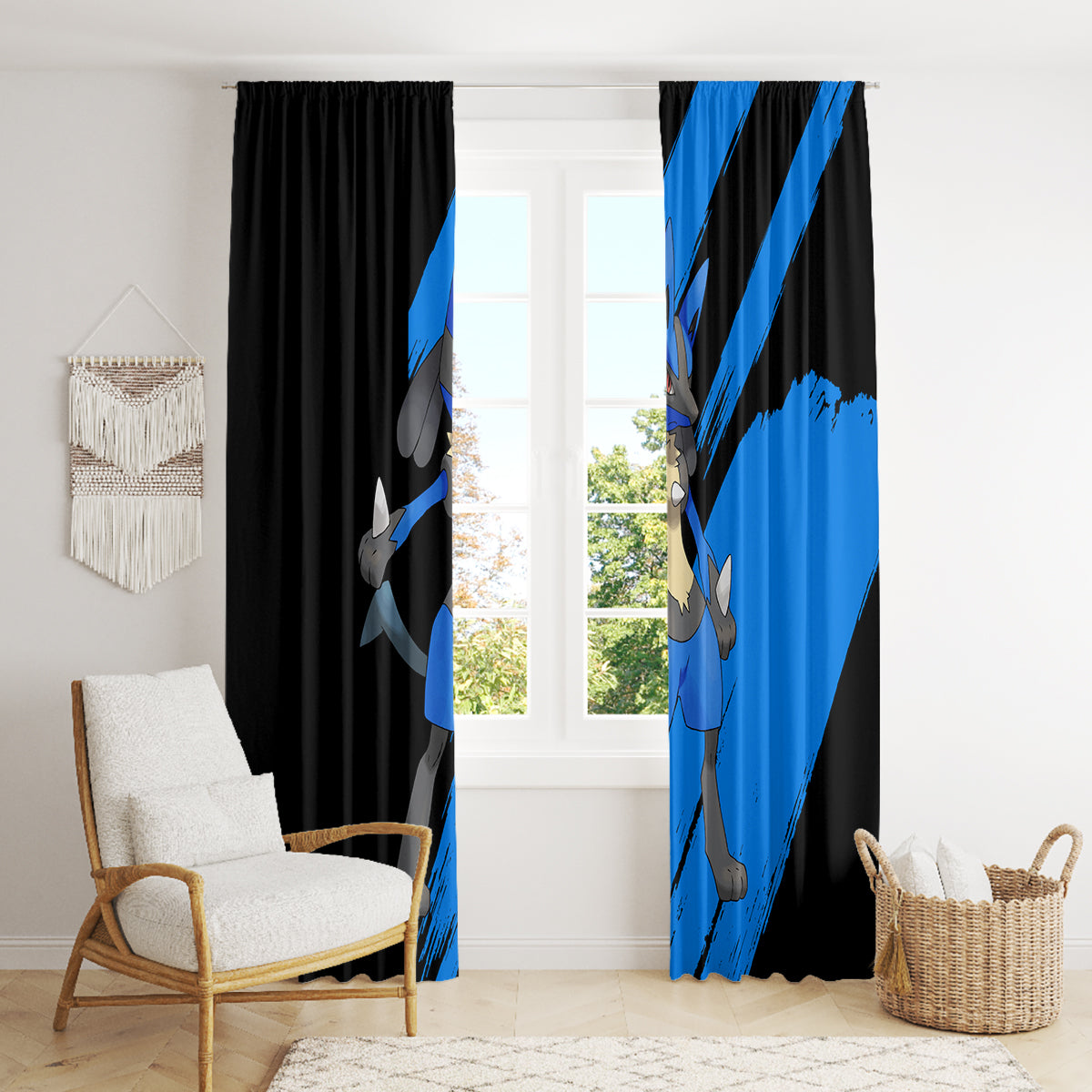 Lucario mix Mega Evolved Window Curtain