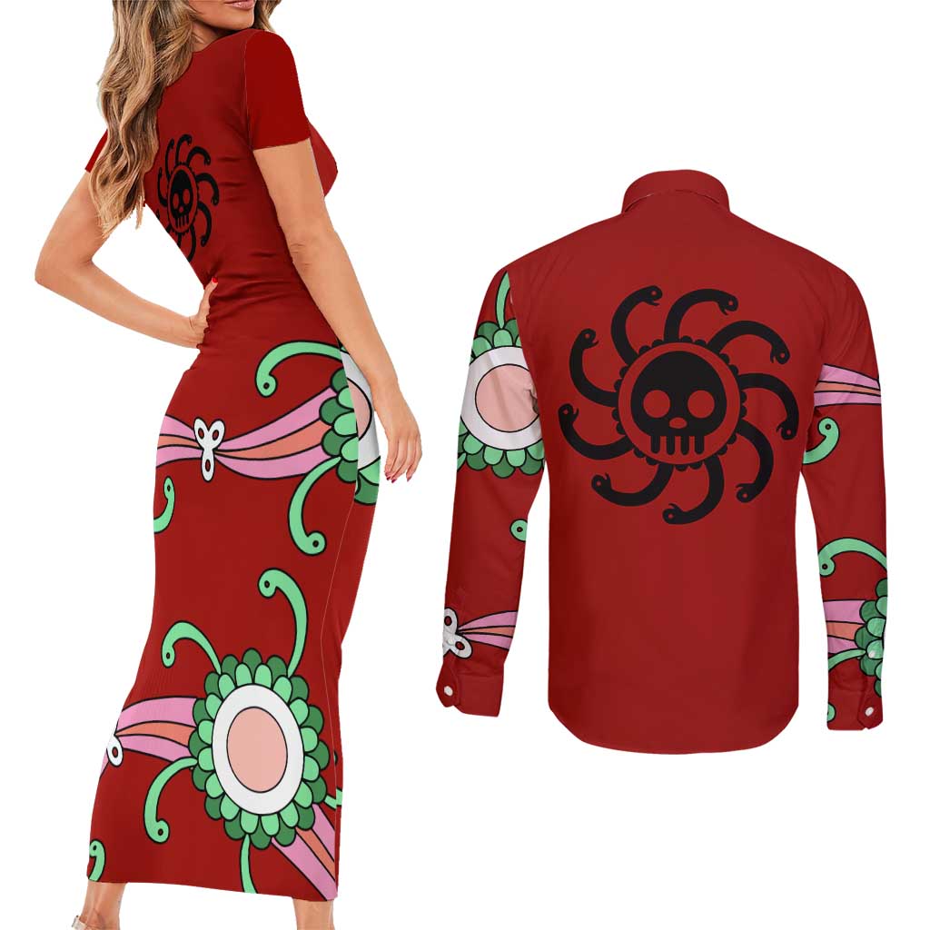 Boa Hancock - One Piece Couples Matching Short Sleeve Bodycon Dress and Long Sleeve Button Shirt Anime Mix Manga Style