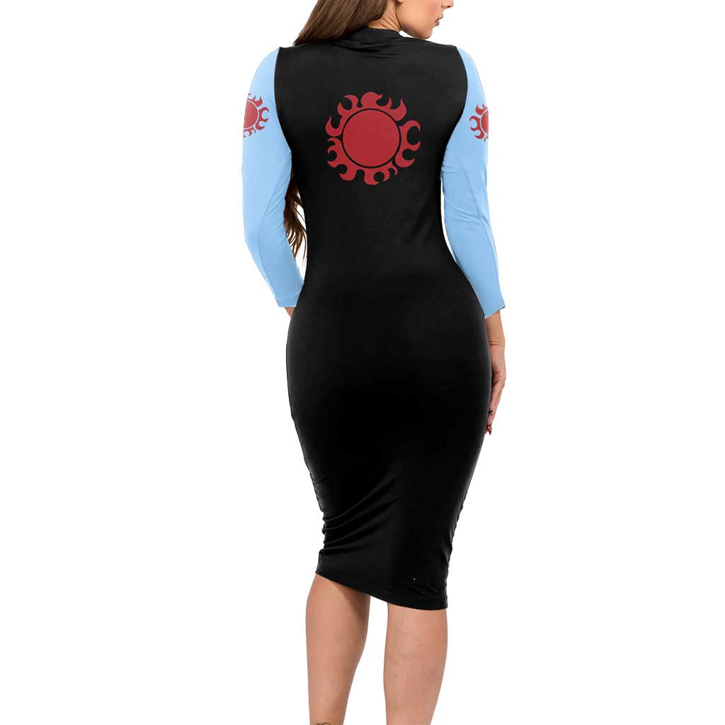 Jinbe - One Piece Long Sleeve Bodycon Dress Anime Mix Manga Style