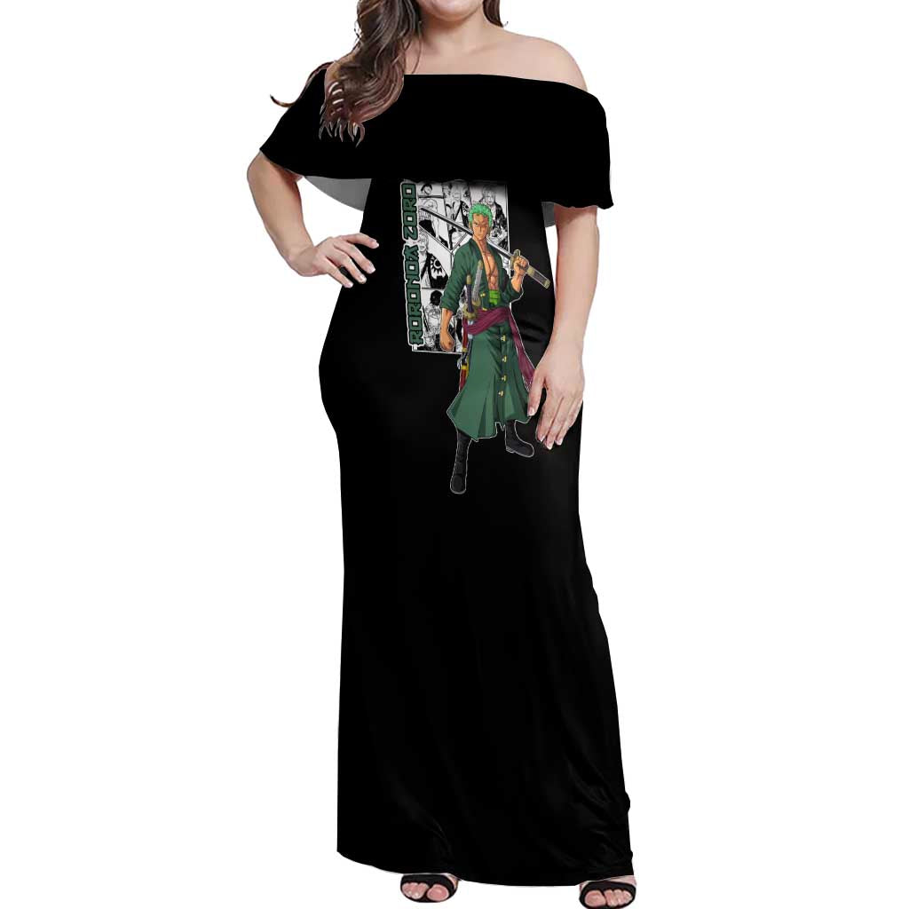 Roronoa Zoro - One Piece Off Shoulder Maxi Dress Anime Mix Manga Style