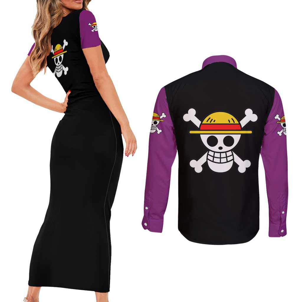 Luffy Gear 4 - One Piece Couples Matching Short Sleeve Bodycon Dress and Long Sleeve Button Shirt Anime Mix Manga Style