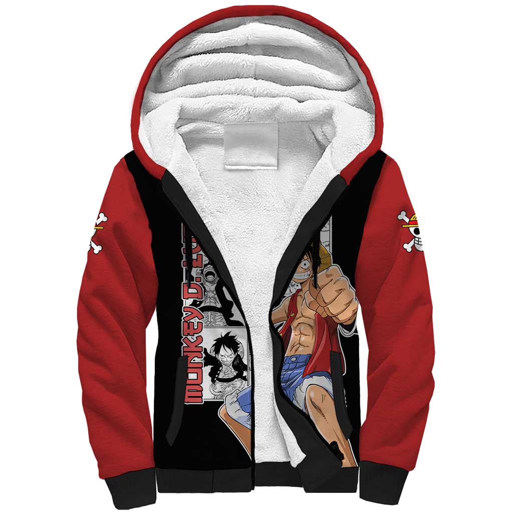 Monkey D. Luffy - One Piece Sherpa Hoodie Anime Mix Manga Style