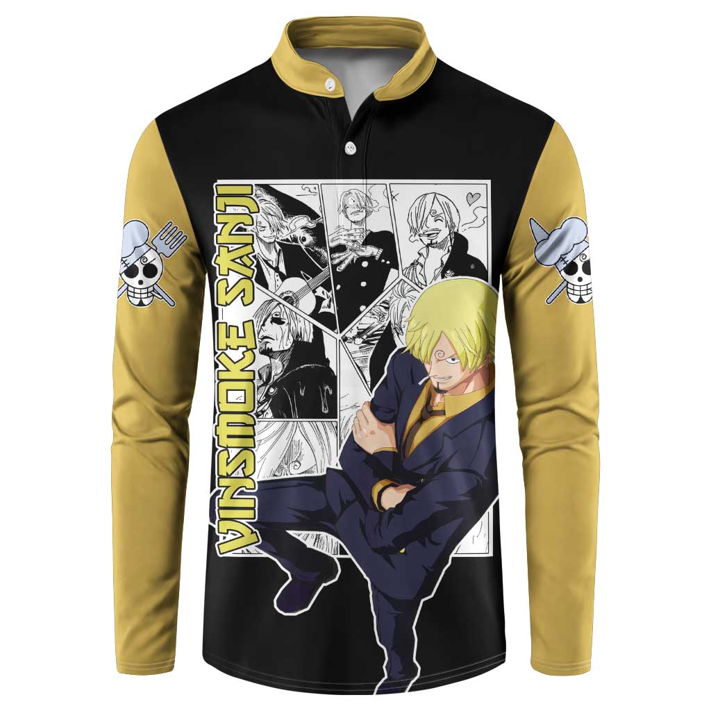 Vin Smoke Sanji - One Piece Button Sweatshirt Anime Mix Manga Style