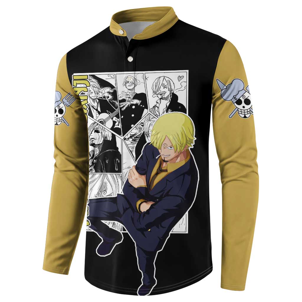 Vin Smoke Sanji - One Piece Button Sweatshirt Anime Mix Manga Style