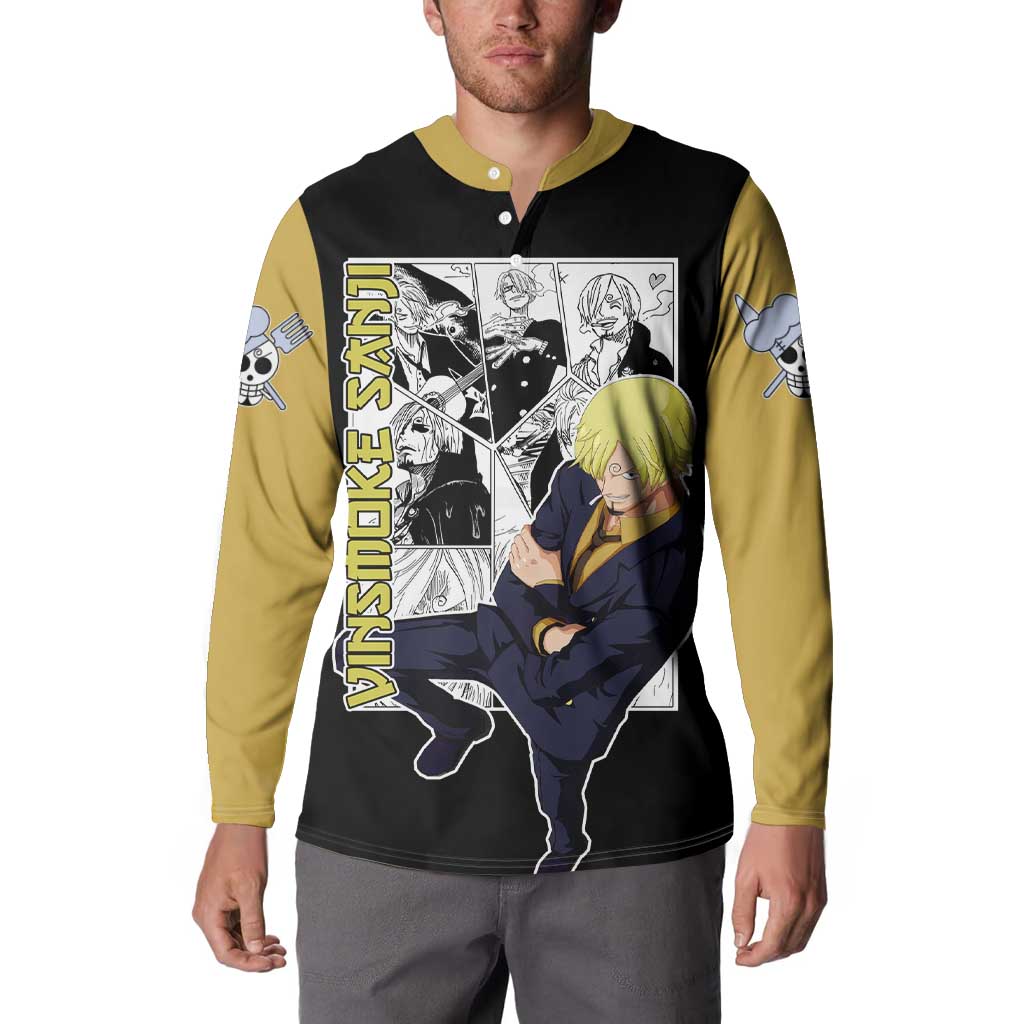 Vin Smoke Sanji - One Piece Button Sweatshirt Anime Mix Manga Style
