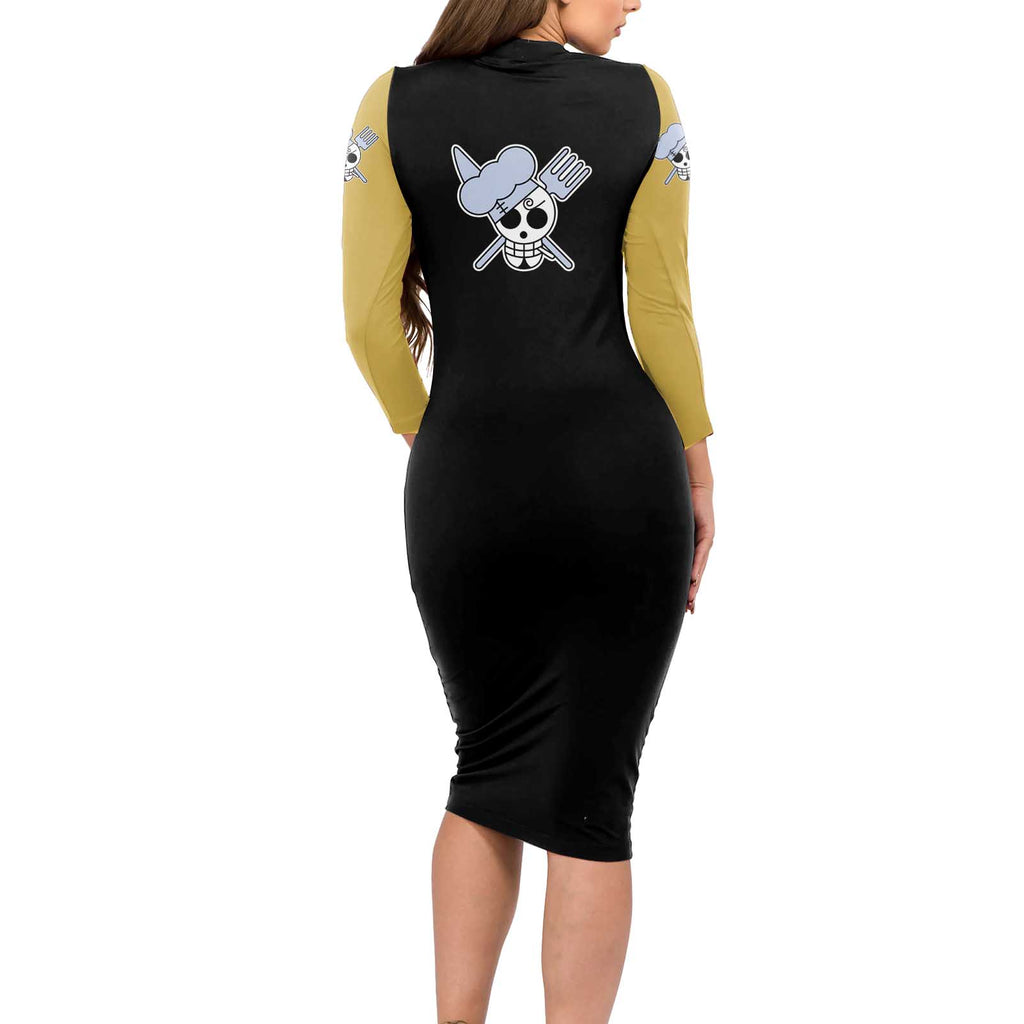 Vin Smoke Sanji - One Piece Long Sleeve Bodycon Dress Anime Mix Manga Style