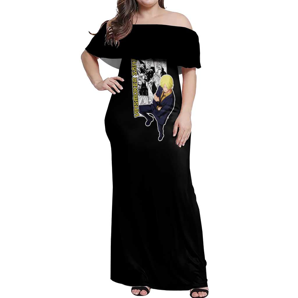 Vin Smoke Sanji - One Piece Off Shoulder Maxi Dress Anime Mix Manga Style