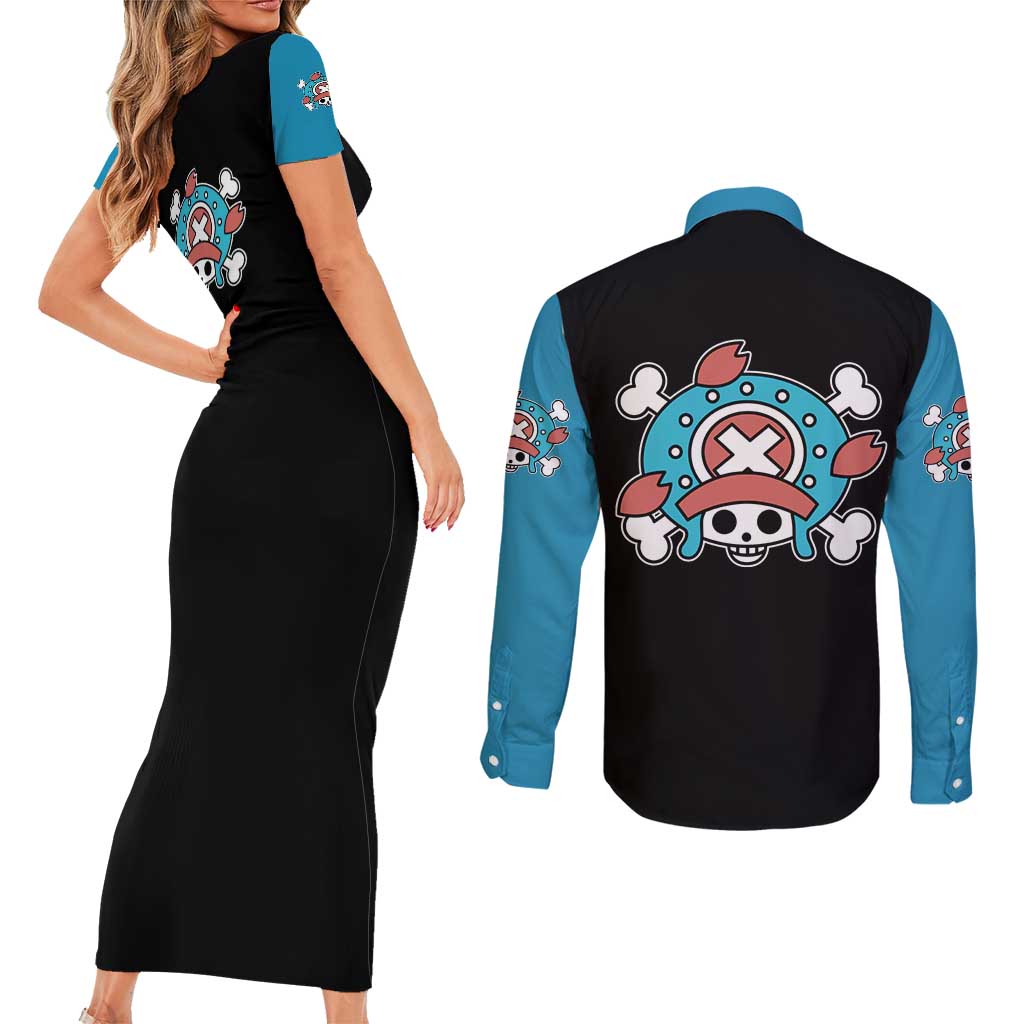 Tony Tony Chopper - One Piece Couples Matching Short Sleeve Bodycon Dress and Long Sleeve Button Shirt Anime Mix Manga Style