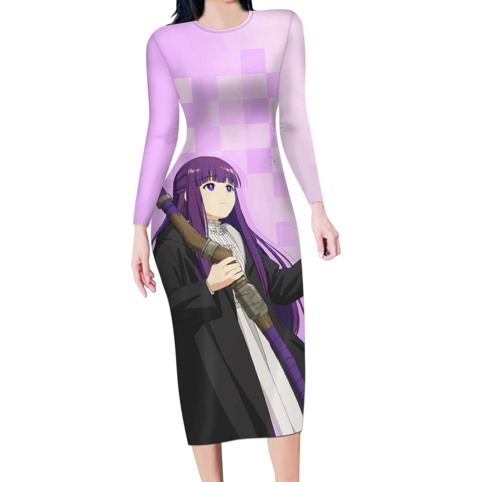 Fern - Frieren Long Sleeve Bodycon Dress Anime Style