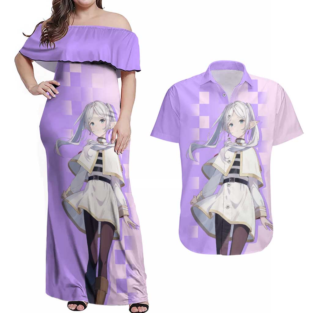 Frieren - Frieren Couples Matching Off Shoulder Maxi Dress and Hawaiian Shirt Anime Style