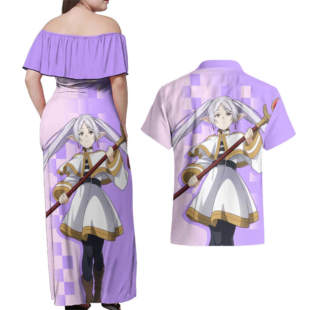 Frieren - Frieren Couples Matching Off Shoulder Maxi Dress and Hawaiian Shirt Anime Style