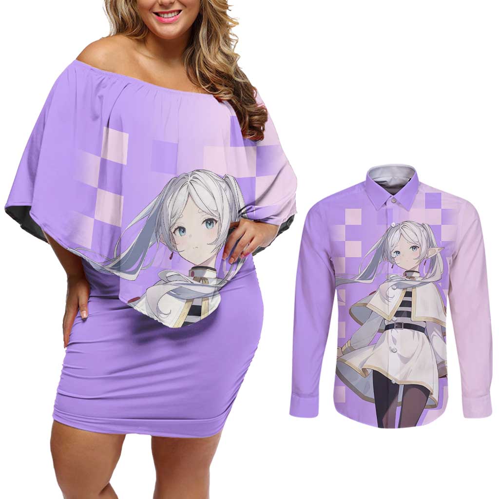 Frieren - Frieren Couples Matching Off Shoulder Short Dress and Long Sleeve Button Shirt Anime Style
