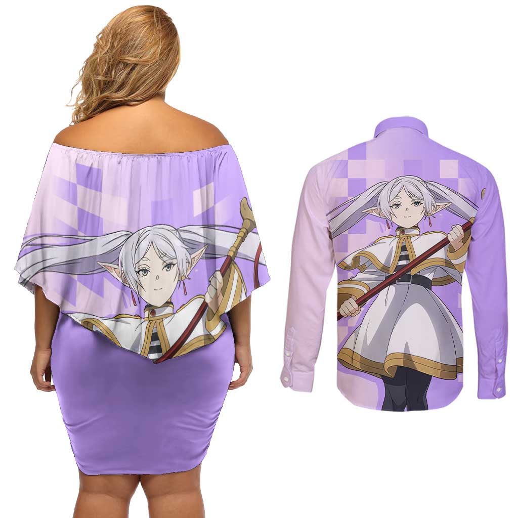 Frieren - Frieren Couples Matching Off Shoulder Short Dress and Long Sleeve Button Shirt Anime Style