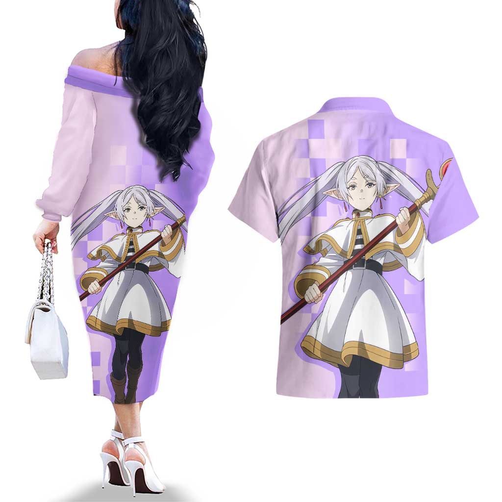 Frieren - Frieren Couples Matching Off The Shoulder Long Sleeve Dress and Hawaiian Shirt Anime Style