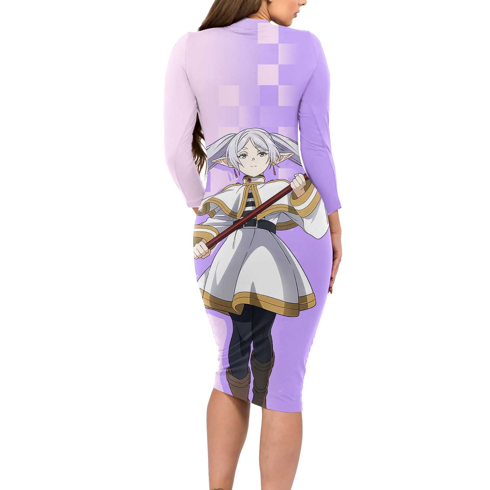 Frieren - Frieren Long Sleeve Bodycon Dress Anime Style