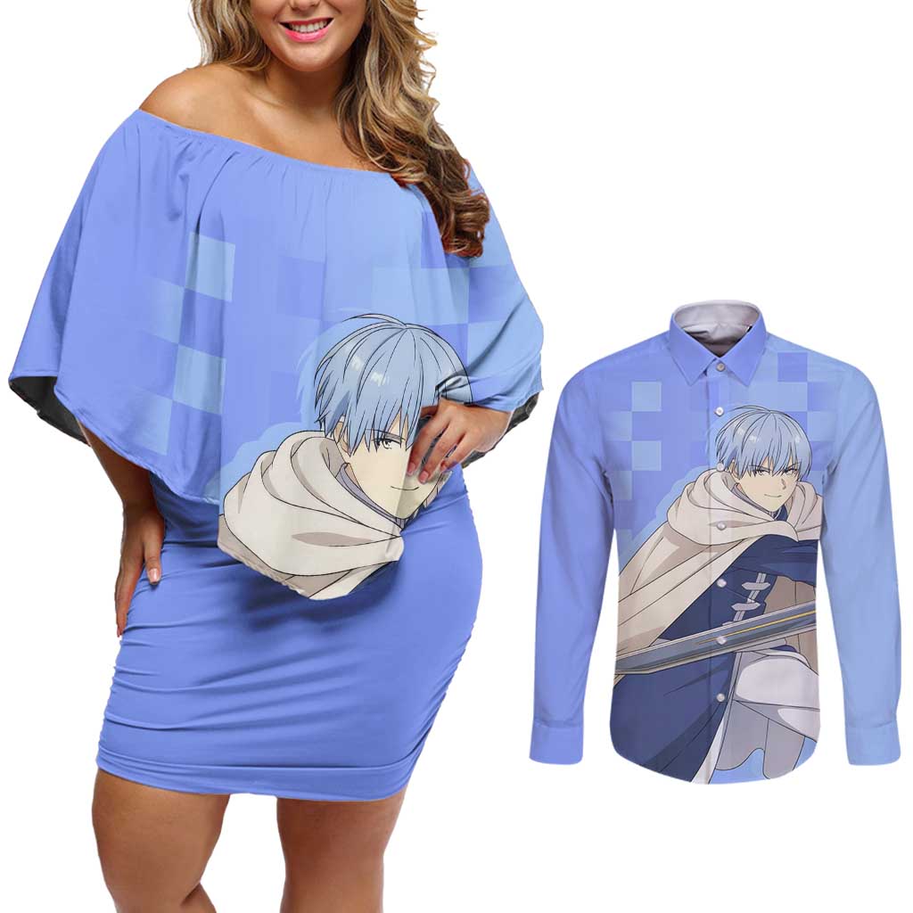 Himmel - Frieren Couples Matching Off Shoulder Short Dress and Long Sleeve Button Shirt Anime Style