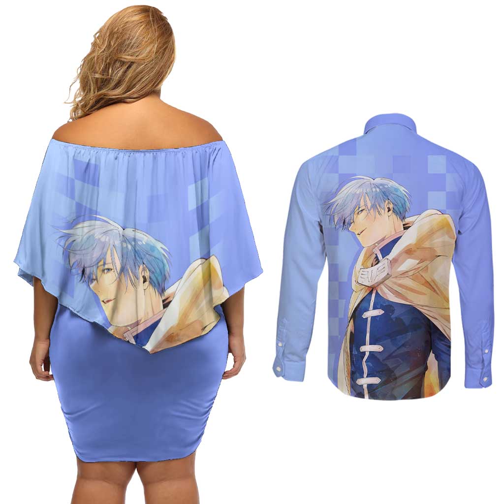 Himmel - Frieren Couples Matching Off Shoulder Short Dress and Long Sleeve Button Shirt Anime Style