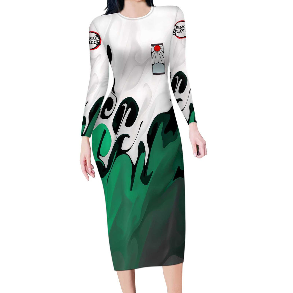 Tanjiro Kamado - Demon Slayer Long Sleeve Bodycon Dress Anime Style