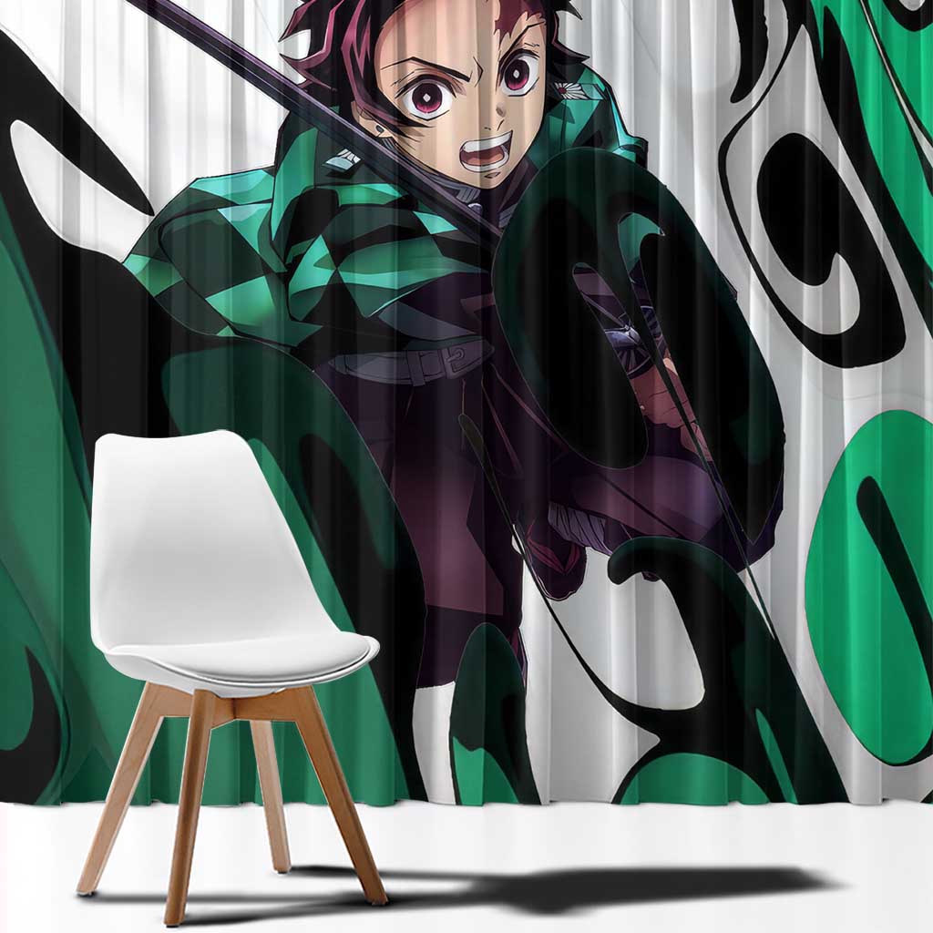 Tanjiro Kamado - Demon Slayer Window Curtain Anime Style