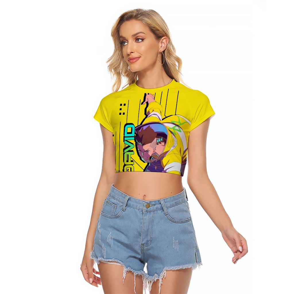 David - Cyberpunk Edgerunners Raglan Cropped T Shirt Anime Style