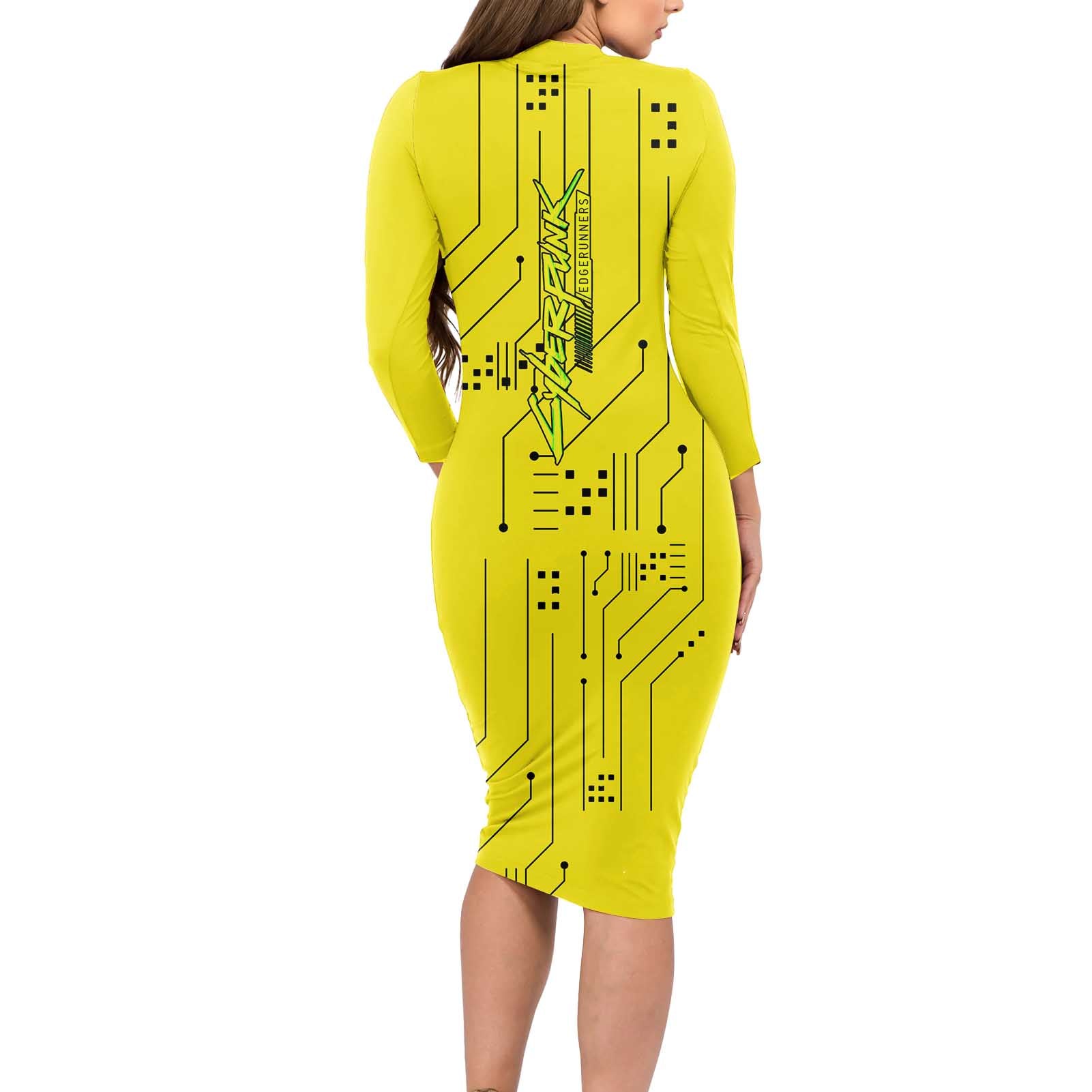 Maine - Cyberpunk Edgerunners Long Sleeve Bodycon Dress Anime Style