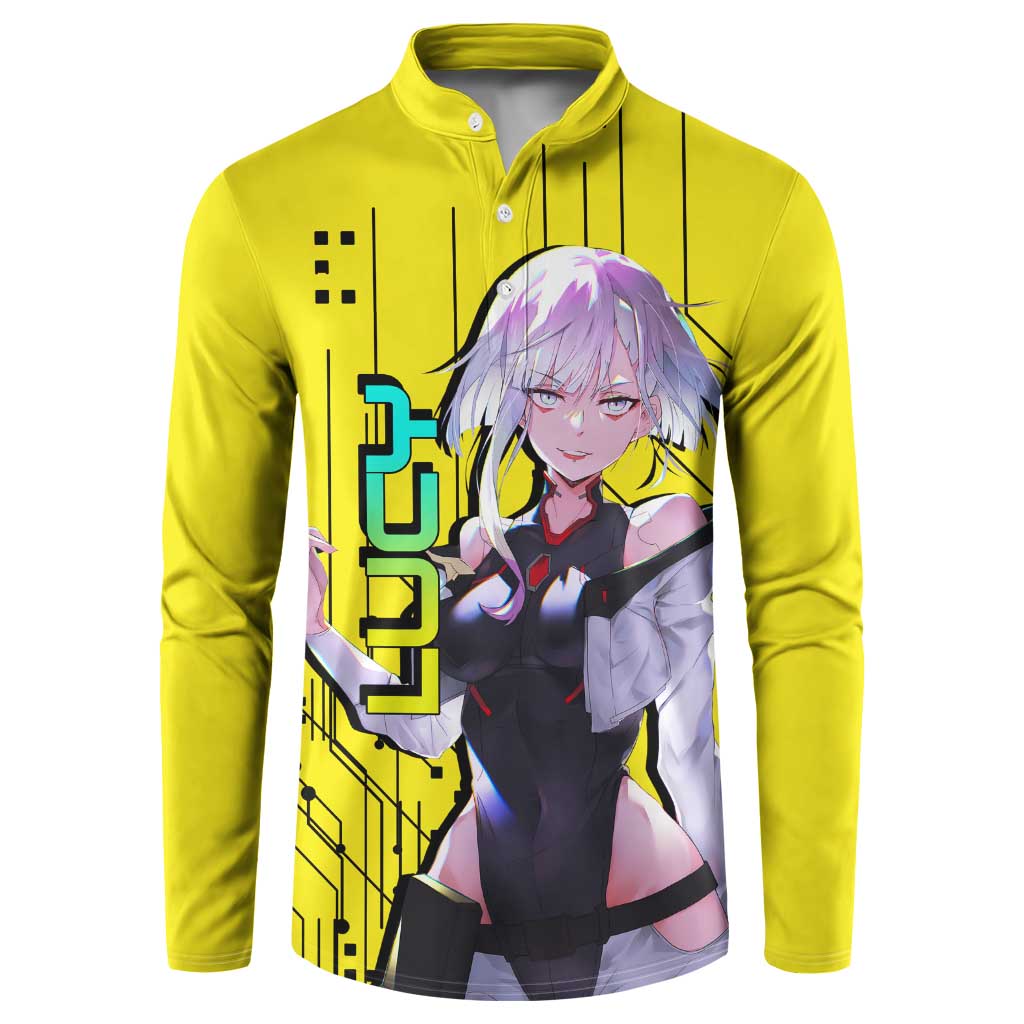 Lucy - Cyberpunk Edgerunners Button Sweatshirt Anime Style