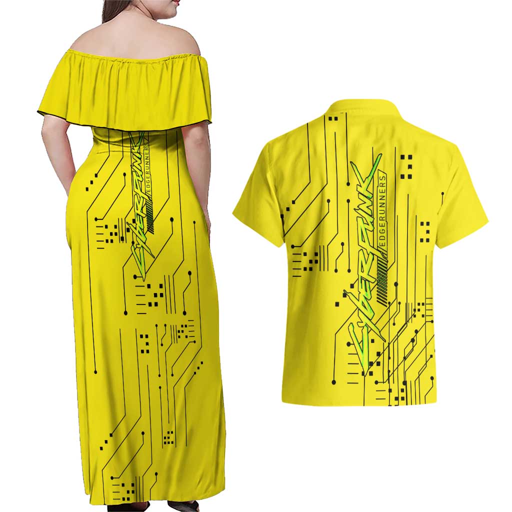 Lucy - Cyberpunk Edgerunners Couples Matching Off Shoulder Maxi Dress and Hawaiian Shirt Anime Style