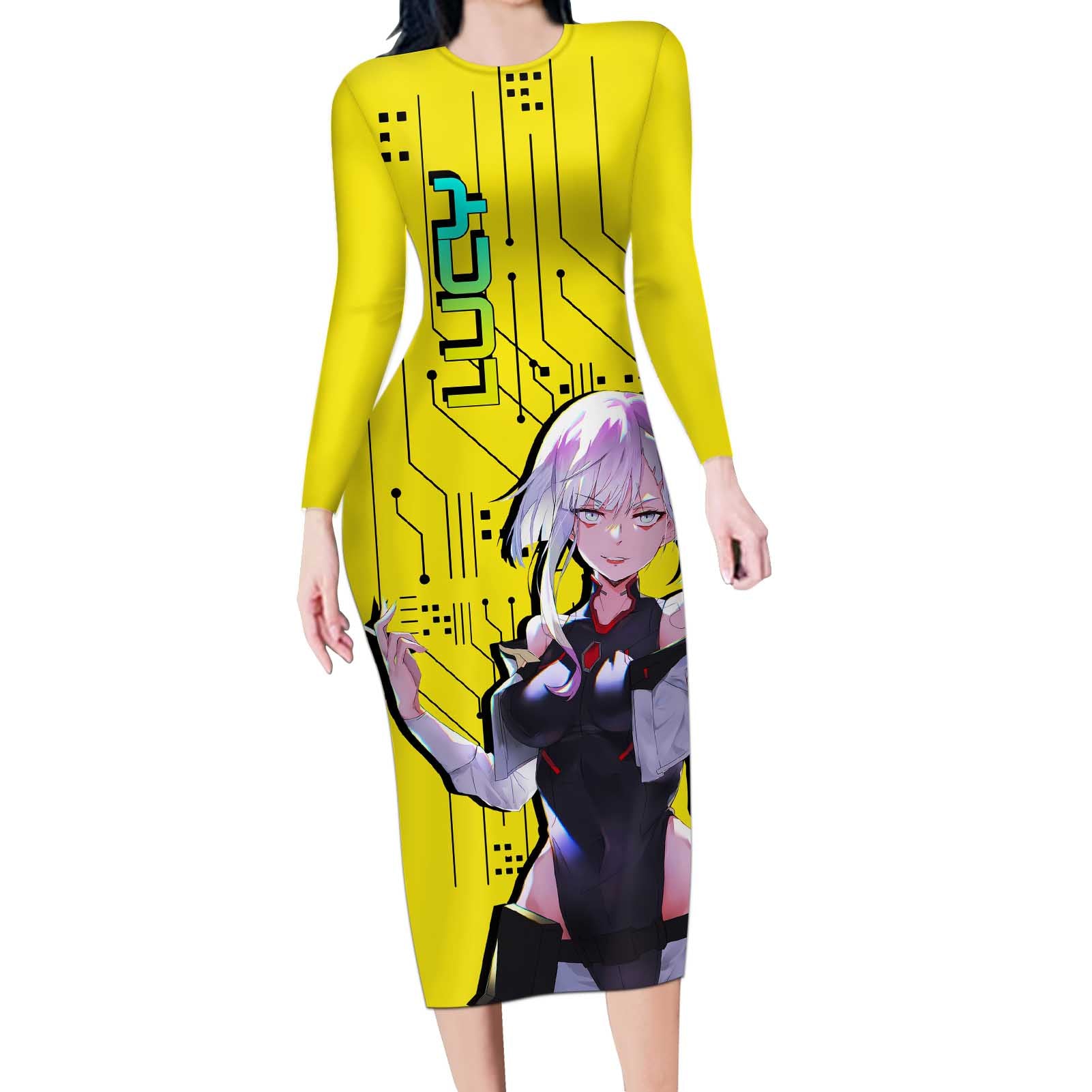 Lucy - Cyberpunk Edgerunners Long Sleeve Bodycon Dress Anime Style