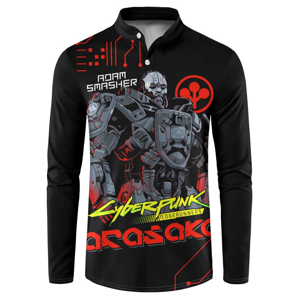 Adam Smasher - Cyberpunk Edgerunners Button Sweatshirt Anime Style