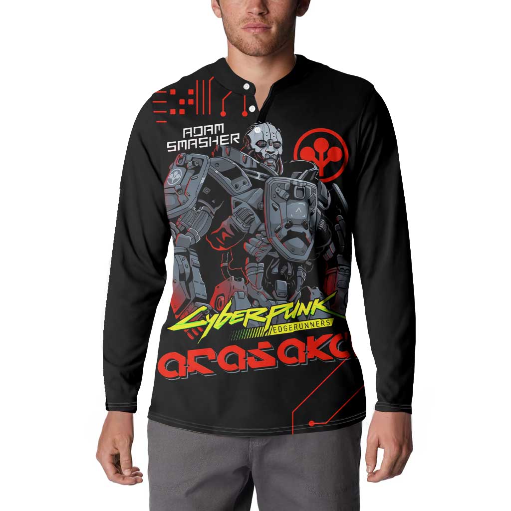 Adam Smasher - Cyberpunk Edgerunners Button Sweatshirt Anime Style