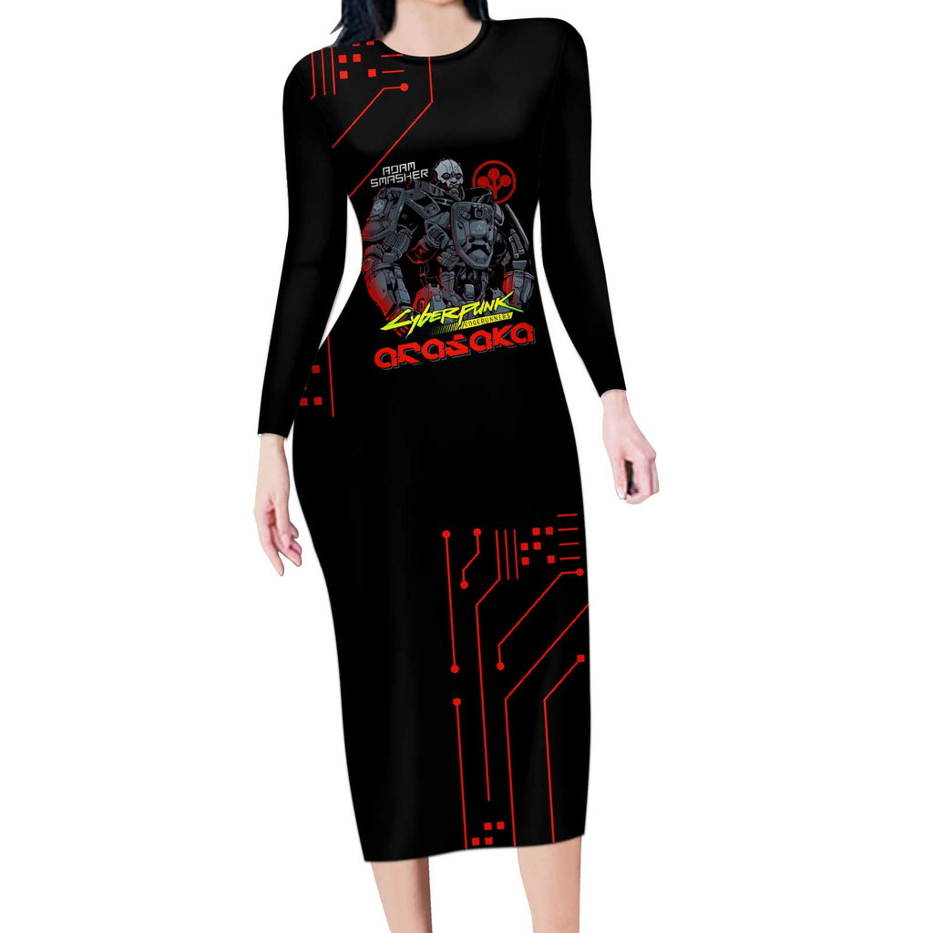 Adam Smasher - Cyberpunk Edgerunners Long Sleeve Bodycon Dress Anime Style