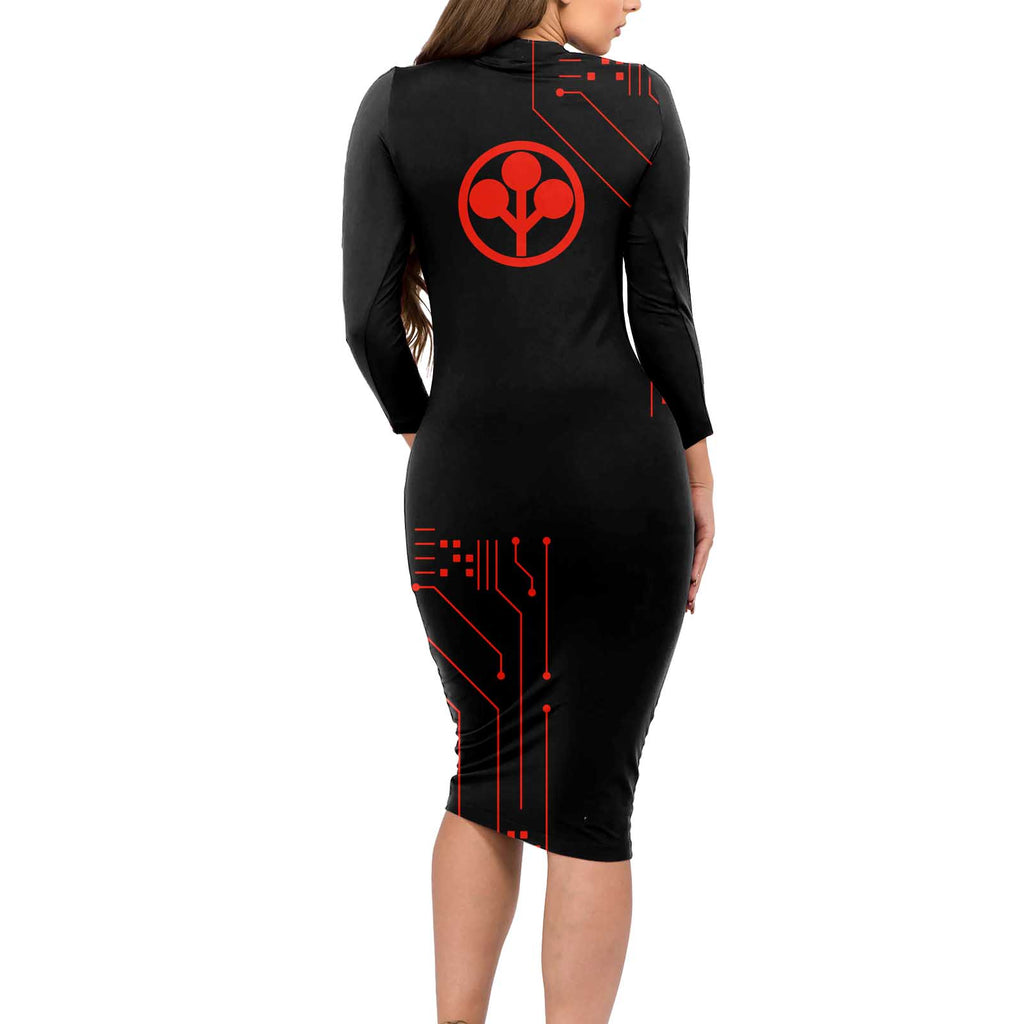Adam Smasher - Cyberpunk Edgerunners Long Sleeve Bodycon Dress Anime Style