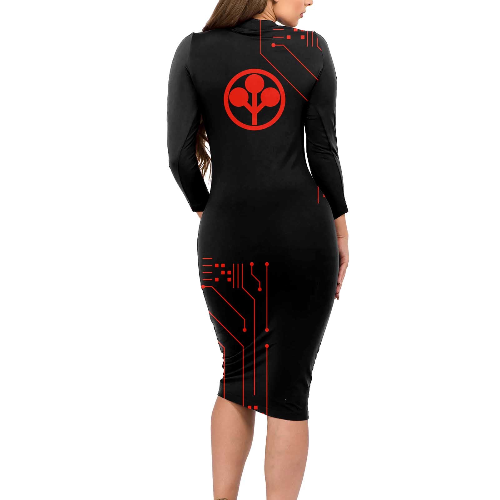 Adam Smasher - Cyberpunk Edgerunners Long Sleeve Bodycon Dress Anime Style