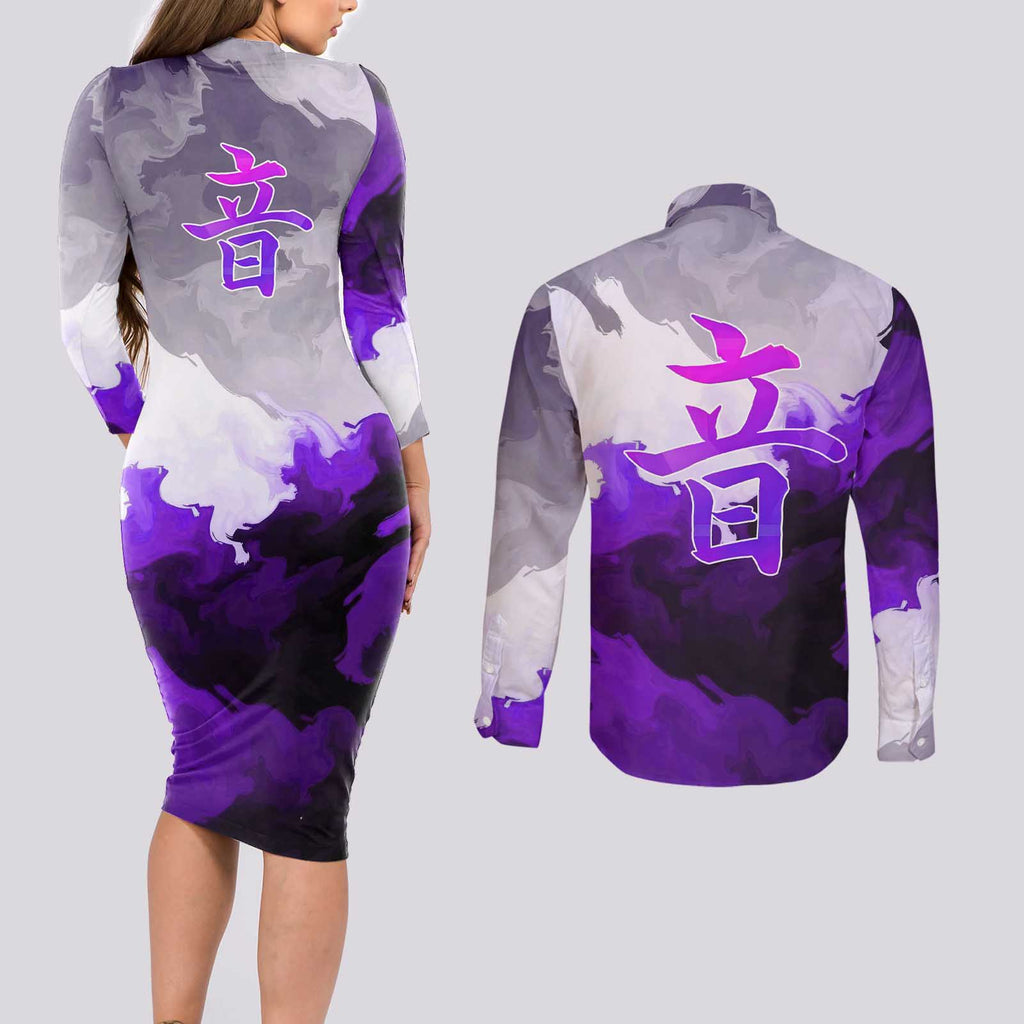 Tengen Uzui - Demon Slayer Couples Matching Long Sleeve Bodycon Dress and Long Sleeve Button Shirt Anime Style