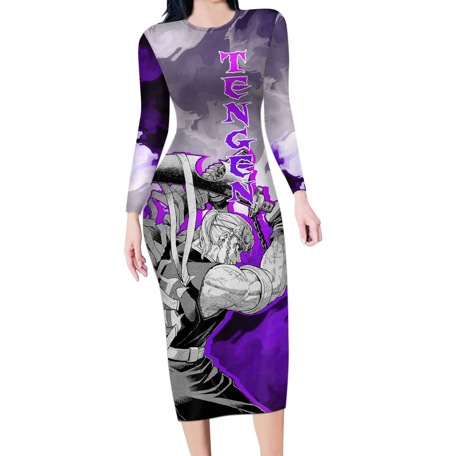 Tengen Uzui - Demon Slayer Long Sleeve Bodycon Dress Anime Style